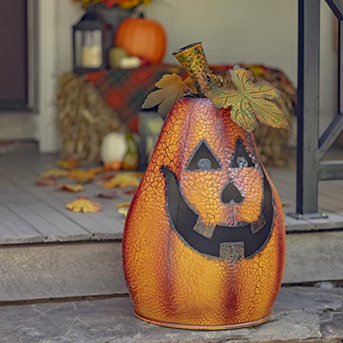 2.4 Ft Tall Large Metal Jack-O-Lantern Halloween Pumpkin Candleholder Decoration