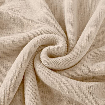 Homiest Taupe Knitted Throw Blanket with Fringe, 50x60 Inch - color: Light Beige, size: 50" x 60"