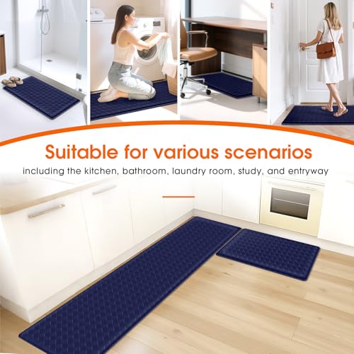 TranquilRelax Kitchen Mats, Cushioned Mats with Extra-Long Runner, Blue - color: Blue, size: 2-Piece | 30"+71" | Standard
