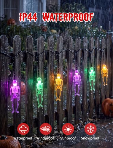 8.5FT Halloween String Lights Plug in with 10 LED Dropping Skeleton Lights - color: Dropping Skeleton Lights
