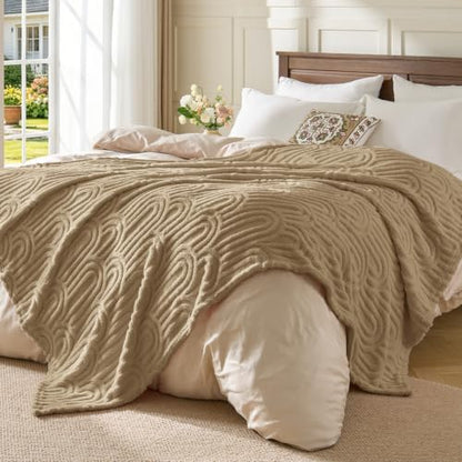 BEDELITE Light Brown Boho Fleece Twin Blanket for Bed, 60x80 Inches - color: Light Brown, size: Twin(60"x80")