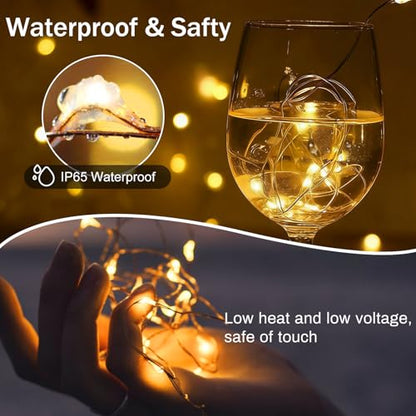 8 Pcs Warm White Fairy Lights Waterproof 7Ft 20LED String Light - color: Warm White, size: 8 PCS