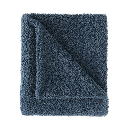 HiEnd Accents Teddy Midnight Blue 60x90 inch Boucle Throw Blanket - color: Midnight Blue, size: 60" x 90"