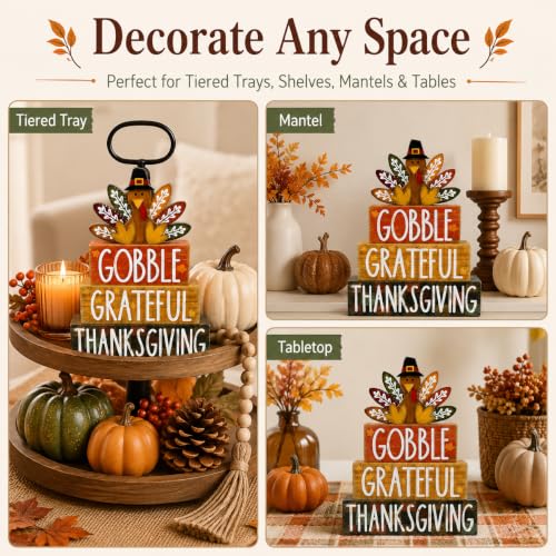 4Pcs Fall Table Decoration Thanksgiving Wooden Turkey Sign - style: Turkey