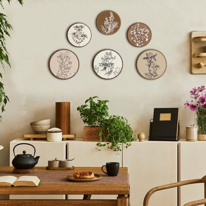 Barydat 6 Pcs Boho Wooden Plant Wall Art Decor,Vivid Round,8 Inch, 10 Inch - color: Vivid Round