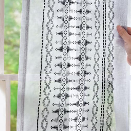 jinchan Floral Linen Sheer Boho Curtains 63 Inch Rod Pocket 2 Panels Gray - color: Boho Grey, size: 55"W x 63"L (Pack of 2)