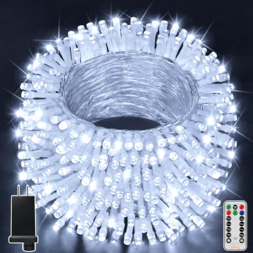 Ollny Christmas Lights 400LED 131FT, Cool White Fairy Lights with Remote - color: Cool White, size: 400 LEDs