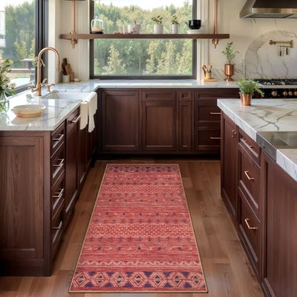 SERISSA 2x4 Washable Non-Slip Boho Runner Rug for Entryway - color: Red Ochre/Multi, size: 2' x 4' (Rectangular)
