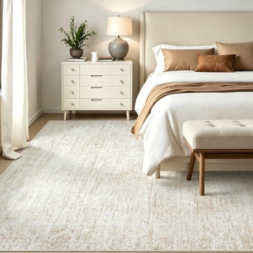 6x9 Area Rugs, Beige Washable Geometric Boho Rug for Living Room, Bedroom - color: Beige, size: 6' x 9' (Rectangular)