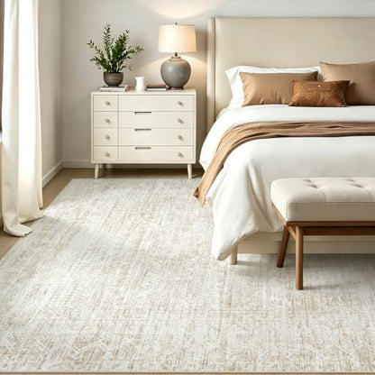 6x9 Area Rugs, Beige Washable Geometric Boho Rug for Living Room, Bedroom - color: Beige, size: 6' x 9' (Rectangular)