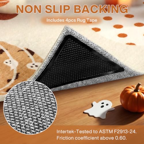 Tribesigns 3x5 Beige Halloween Fall Pumpkin Area Rug for Kitchen Entryway - color: Beige2 - Pumpkin, size: 3' x 5' (Rectangular)