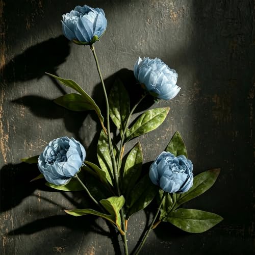 6Pcs Blue Peony Artificial Flowers for Vase - color: Blue, size: 6Pcs