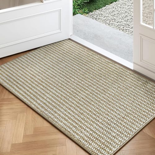 Mordem Ultra Thin Indoor Door Mat 36" x 60" Non-Slip Washable Entrance Mats Dirt Trapper Door Mat Absorbent Low-Profile Doormat for Front Back Door Patio and Porch Brown/White - color: Brown/White, size: 36"x60"