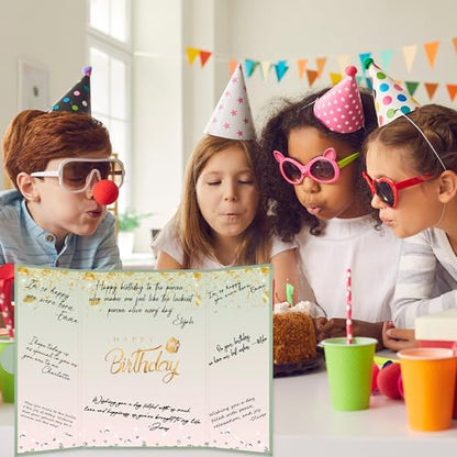 Crenics Green and Pink Birthday Guest Sign in Book Alternative 18" x 12" - color: Green and Pink