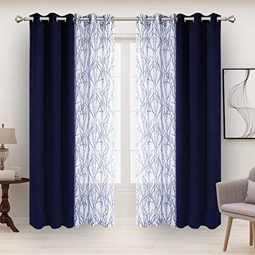 BONZER 침실 거실용 패널 4개 세트 믹스 앤 매치 커튼 - color: 인디고., size: 37"W x 84"L (Pack of 4)