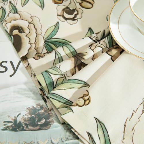 Leeva Linen Textured Bird & Floral Window Valance, 60 x 18, 1 Panel, Beige - color: M9, size: 60"W x 18"L (Pack of 1)