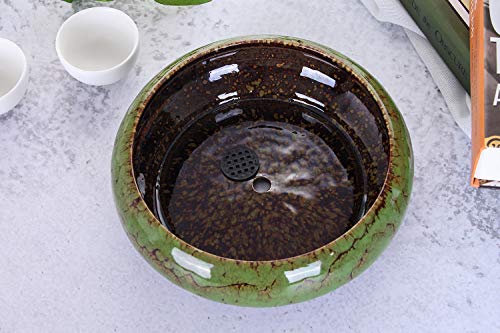 VanEnjoy 7.3 inch Round Large Shallow Succulent Ceramic Glazed Planter Pots with Drainage Hole, Bonsai Pots Garden Decorative Cactus Stand Flower Container (Green) - color: Green