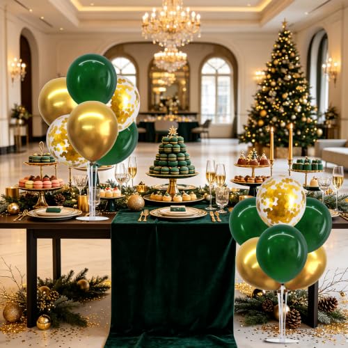 TONIFUL 4 Set Dark Green Gold Balloon Stand Balloon Centerpieces for Table - color: Dark Green Gold