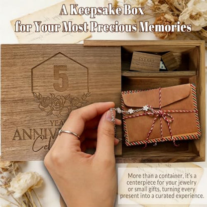 Wood USB Flash Drive 32GB USB3.0 with Gift Box for 5 Year Anniversary - color: Walnut(ANN5 Block USB+box-L), size: 32GB-3.0