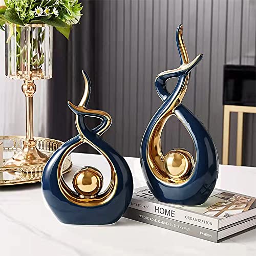 Norrclp Home Decor Modern Abstract Art Ceramic Statue Table Decor (Large) - color: Blue and Gold, size: Large