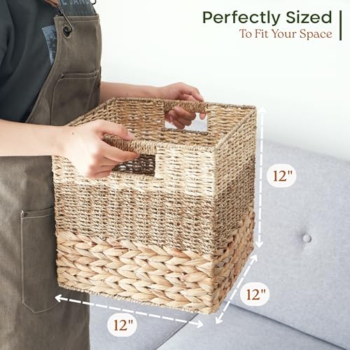 CHI AN HOME 12x12 Baskets for Cube Storage, Wicker Cube Storage Bins Set 4 - size: 11.8 x 11.8 in