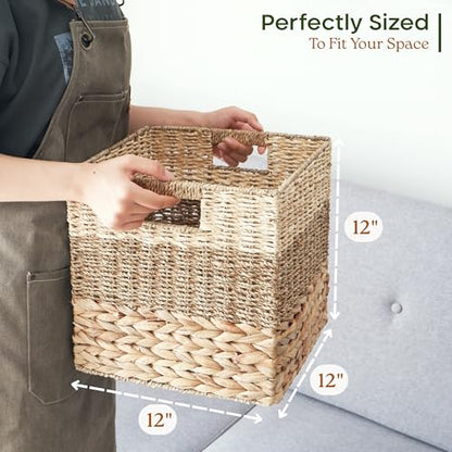 CHI AN HOME 12x12 Baskets for Cube Storage, Wicker Cube Storage Bins Set 4 - size: 11.8 x 11.8 in