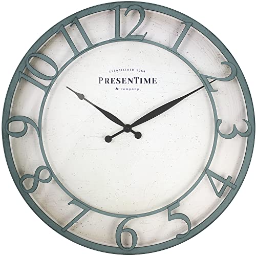 Presentime 21" Farmhouse Series Wall Clock - color: Aged Teal Finish, size: 21 inch