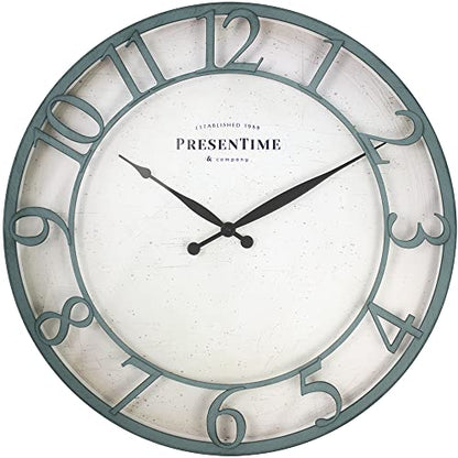 Presentime 21" Farmhouse Series Wall Clock - color: Aged Teal Finish, size: 21 inch