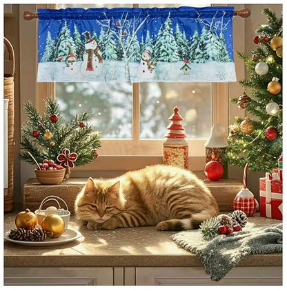 Holiday Winter Snowman Holiday Rod Pocket Valance 58 x 18 Inches - color: Snowman, size: 58"W x 18"L (Pack of 1)