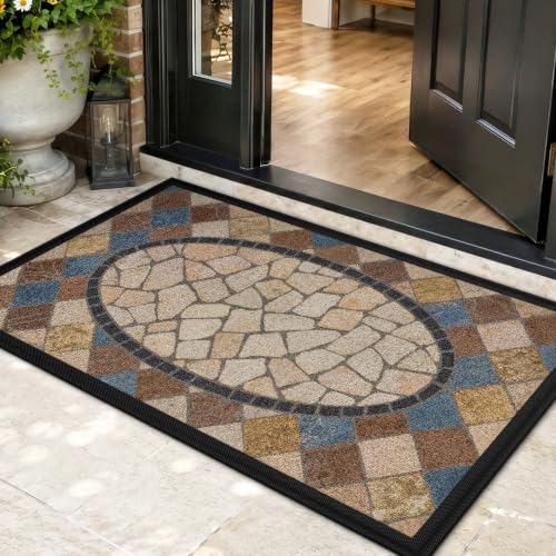 Color&Geometry Front Door Mat Outside Entrance, 29.5x48 Waterproof All-Season, All-Weather Doormat, Fade Resistant, Easy Clean, Low Profile Patio Porch Entryway Mat, Mediterranean Mosaic Pattern - color: Mediterranean Mosaic Pattern, size: 30"x48"
