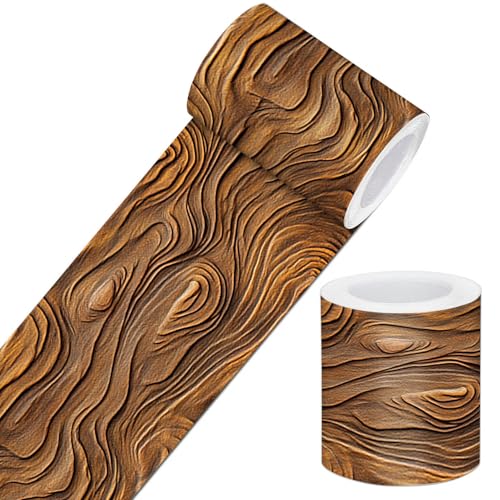 IVN Wallpaper Border Peel and Stick Wall Rustic Wood Grain 4x196 Inch - color: Rustic Wood Grain