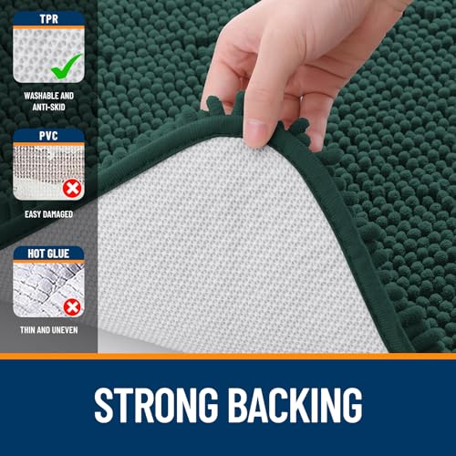 OLANLY Toilet Rugs U-Shaped 20x20, Soft Absorbent Chenille Contour Rugs - color: Blackish Green, size: 20" X 20" Contour Rug