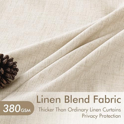 MIULEE Pinch Pleated Thick Linen Curtains 40x80 Inch Birch 4 Panels Set - color: Birch, size: 40"W x 80"L (Pack of 4)