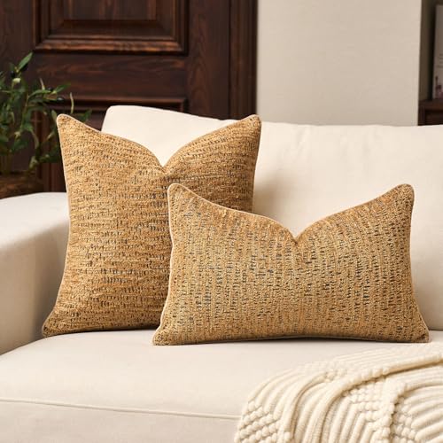 Yangest Chenille Pillow Cover 20 x 20 Inches, Thick Textured Square Throw Pillow Cover Farmhouse Modern Soft Accent Couch Neutral Pillow Cover for Living Room Bedroom, Yellow - color: Yellow, size: 20" x 20" (Pack of 1)