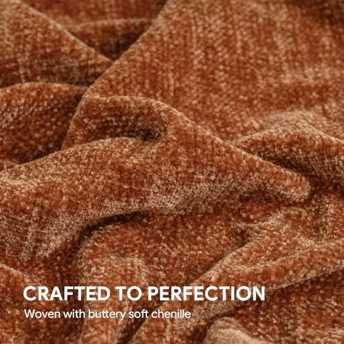 RECYCO Throw Blanket Soft Cozy Chenille Throw Blanket with Fringe Tassel for Couch Sofa Chair Bed Living Room Gift (Rust, 50" x 60") - color: Rust, size: 50'' X 60''