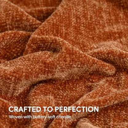 RECYCO Chenille Throw Blanket for Couch, 60"x80", Rust - color: Rust, size: 60'' X 80''