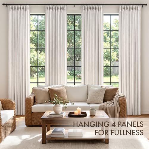 MIULEE 4 Panels Set Pinch Pleated Linen Curtains 96 Inch Long Natural - color: Natural, size: 40"W x 96"L (Pack of 4)