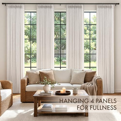 MIULEE 4 Panels Set Pinch Pleated Linen Curtains 96 Inch Long Natural - color: Natural, size: 40"W x 96"L (Pack of 4)