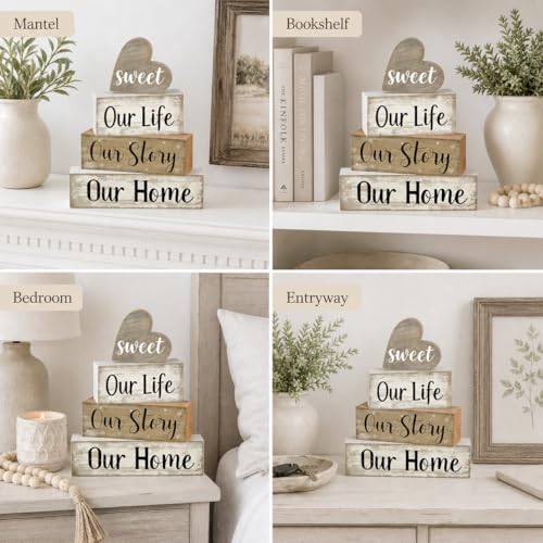 Farmhouse Table Decor, 4pcs Our Life Our Story Our Home Decor - style: Home