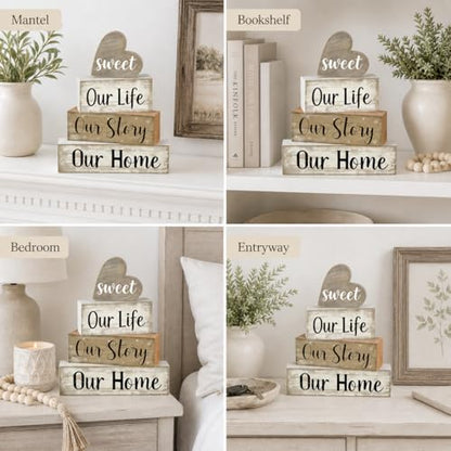 Farmhouse Table Decor, 4pcs Our Life Our Story Our Home Decor - style: Home