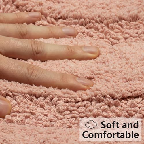 KOEXM Half Circle Crochet Cotton Rugs with Tassels Soft Hand-Woven - color: Blush Pink, size: 2' x 3'4" (Semicircular)