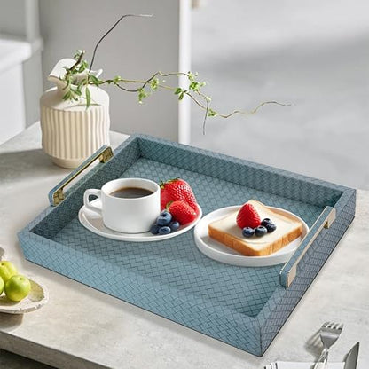 Decorative Serving Tray, Blue, 16"x12" Large Rectangular - color: Mist Blue
