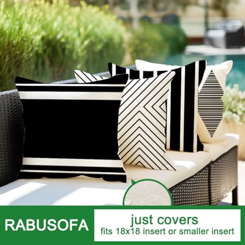 Outdoor Pillows Covers 18x18 Waterproof,Black and Beige Set of 4(No Insert) - color: Black and Beige, size: 18" x 18" (Pack of 4)