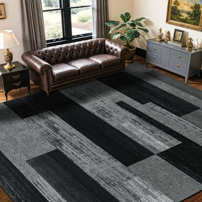 LIANLAM 10x12 Washable Area Rugs for Living Room&Bedroom(10x12,Black&Gray) - color: Black-gray, size: 10' x 12' (Rectangular)