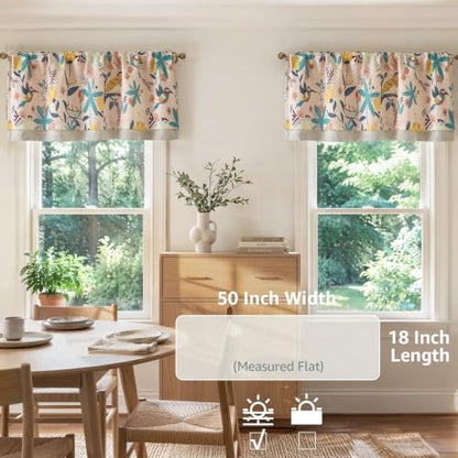 jinchan Floral Linen Window Valance Curtain, 50x18, 1 Panel, Pink - color: Averie | Blush Pink, size: 50"W x 18"L (Pack of 1)