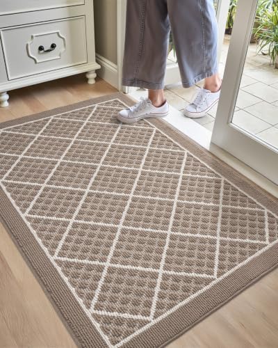 DEXI Front Door Mat Indoor Entryway 36x60 Inside Entrance Doormat Beige - color: Rhombic Beige, size: 36" X 60" (Rectangular)