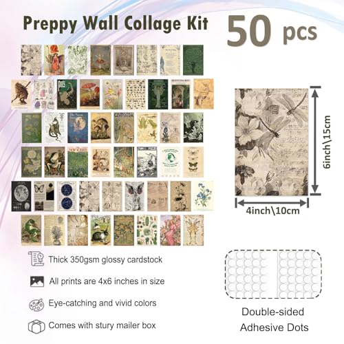 KBKBART Vintage Fairycore Wall Collage Kit Unframed, 50Pcs Fairy Posters - color: Fairycore