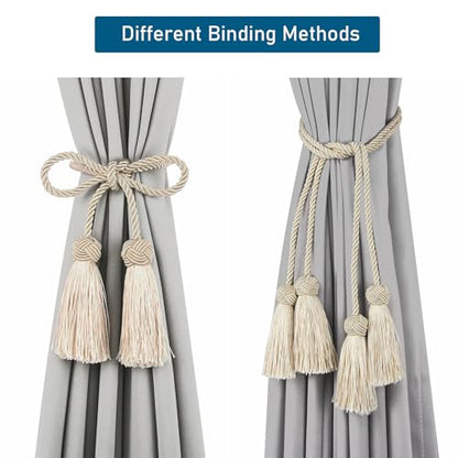 Elegant Tassel Curtain Tiebacks Rope Curtain Tie Backs for Windows Porlau - color: Beige