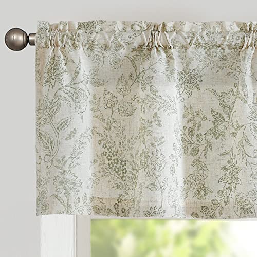 Vangao Floral Valances for Windows Forest Green W50 X 16L 1 Panel - color: Forest Green, size: 50"W x 16"L (Pack of 1)