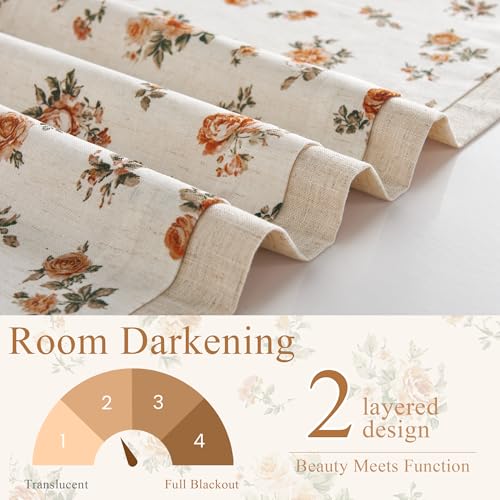 StangH Linen Floral Valance Kitchen Curtains, W52 x L18, 1 Panel - color: Floral Yellow